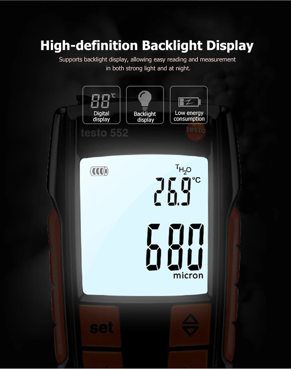 Testo 552 Digital Vacuum Gauge High Precision Vacuum Measuring Instrument Electr