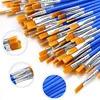 30Pcs Flat Pink Painting Brushes Nylon Hair Plastic Handle for Detail Acrylic Nail Watercolor Oil Kid School Project Classroom 6