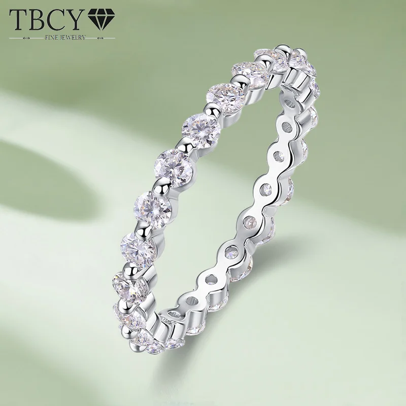 

TBCYD 2.5mm 1.32CT D Color Moissanite Eternity Rings For Women S925 Silver Diamond Engagement Wedding Band Fine Jewelry Gifts