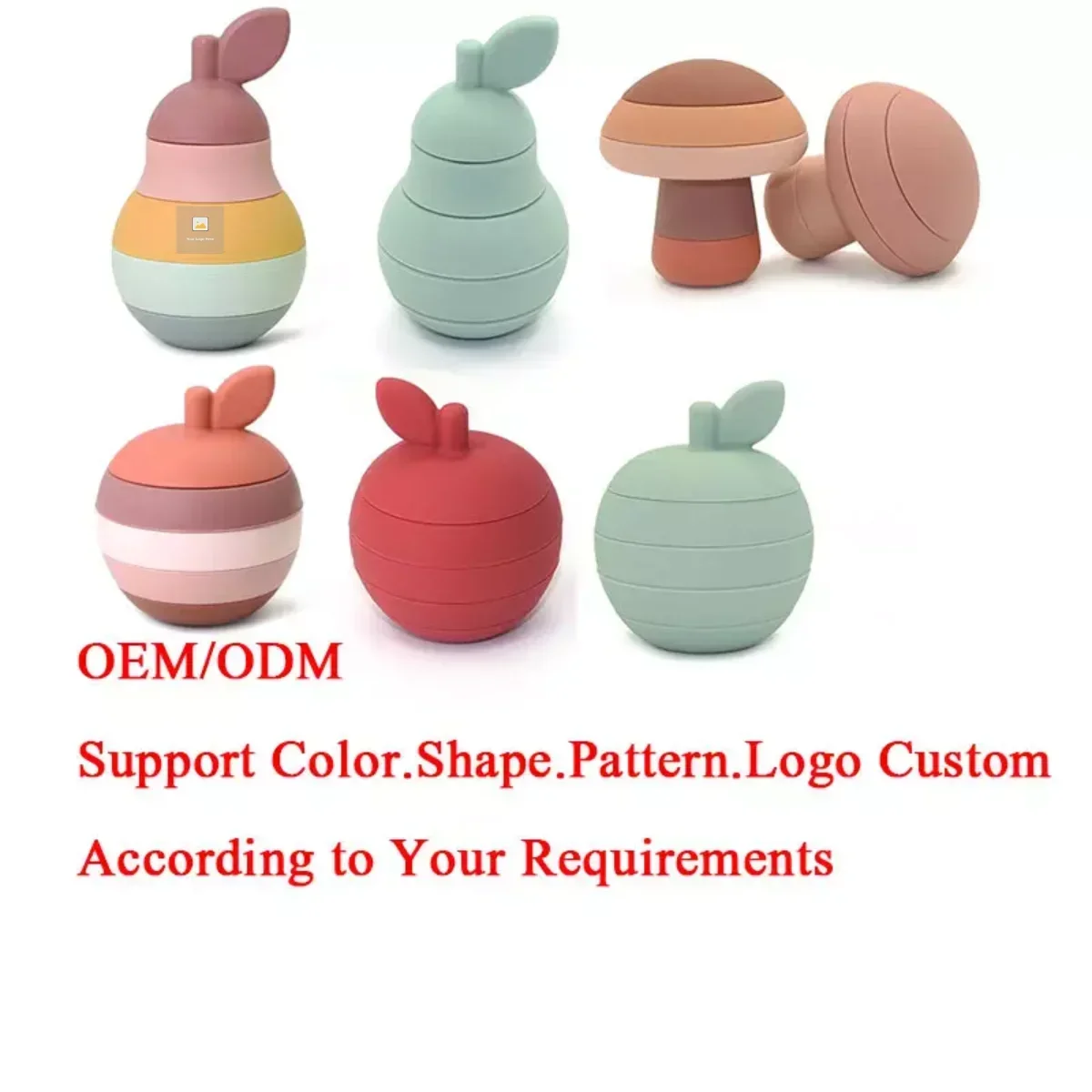 Stacking Fruit Shape Silicone Educational Toy BPA Free Cute Silicone Apple Pear Shape Design Good for Kids Brain Development Toy educational toys stacking puzzle toys cup stacking toys stacking toys