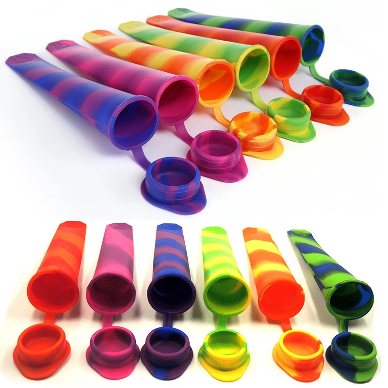 Rainbow silicone ice tube mold Push up frozen stick cream pop yogurt jelly lolly maker 2pc