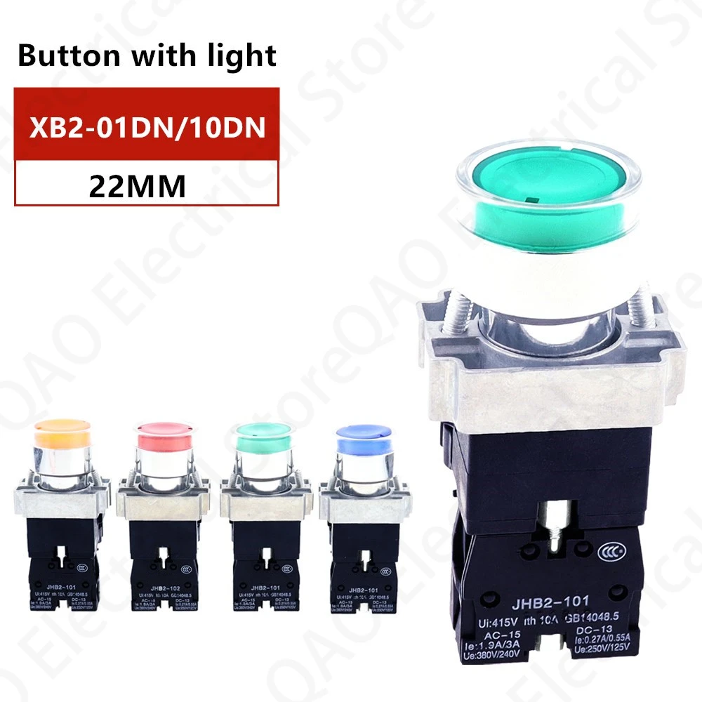 

1Pcs XB2-BW3161 XB2-BW3361 XB2-BW3462 XB2-BW3561 XB2-BW3661 Metal Button With Light Self Reset/Self Lock Aperture 22mm 24V 380V