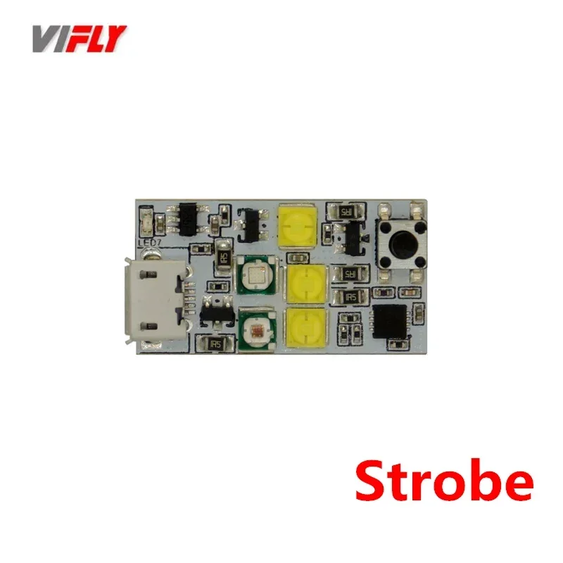 Stroboscope LED pour drone VIFLY en action, émettant des flashs lumineux dans l'obscurité pour une visibilité maximale.