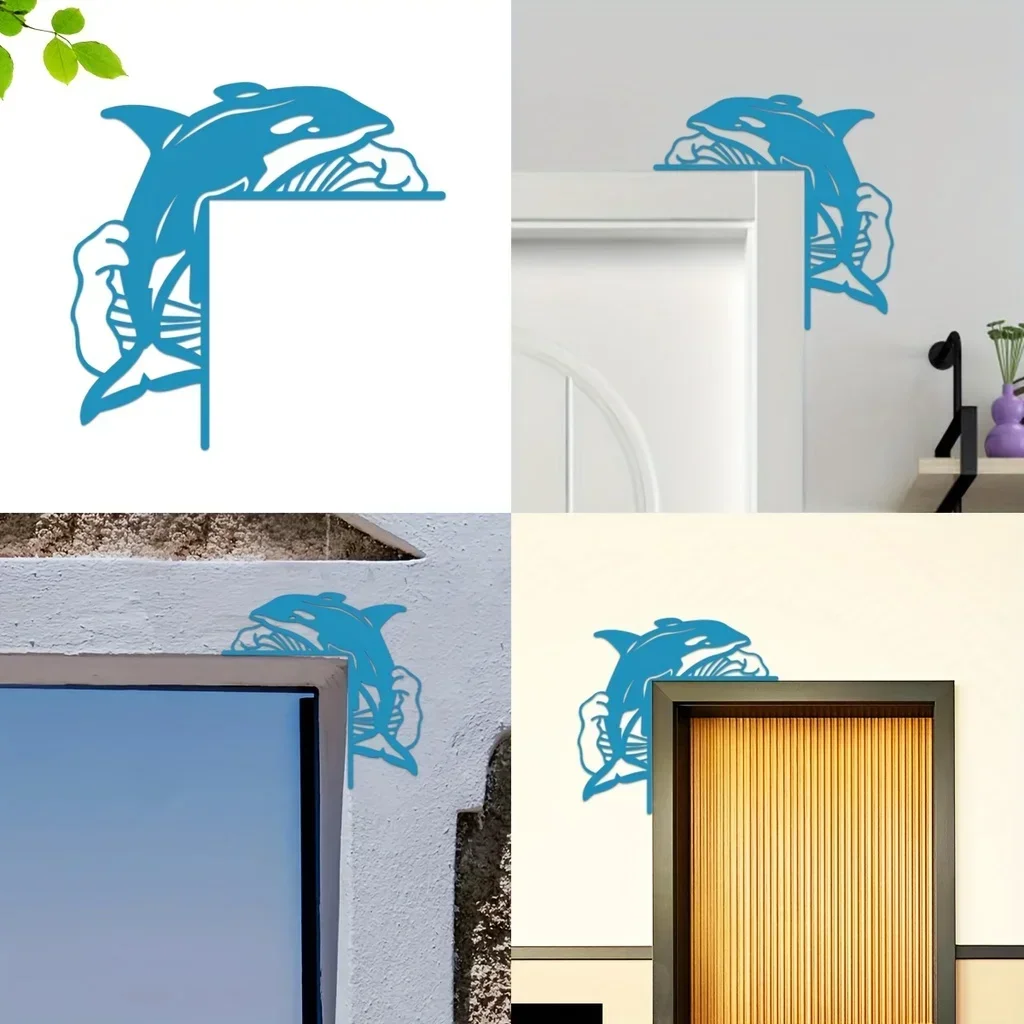 

CIFBUY Deco Dolphin Colorful Home Decorative Wall Sticker Door Corner Decoration Door Frame Corner Decoration Art Decor Metal Wa