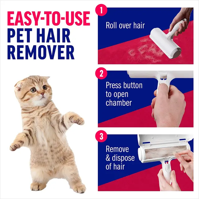 Pet Hair Remover Roller: Dog & Cat Fur Remover with Self-Cleaning Base 3
