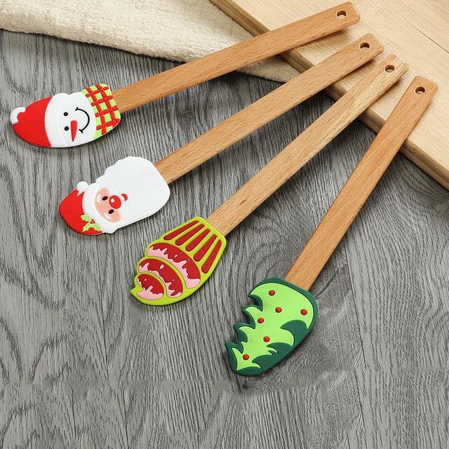 Cake Cream Silicone Spatula Christmas Themed Wooden Handle Pastry Batter  Mixing Scraper Baking Decorating Tools Kitchen Utensils - Baking & Pastry  Tools - AliExpress