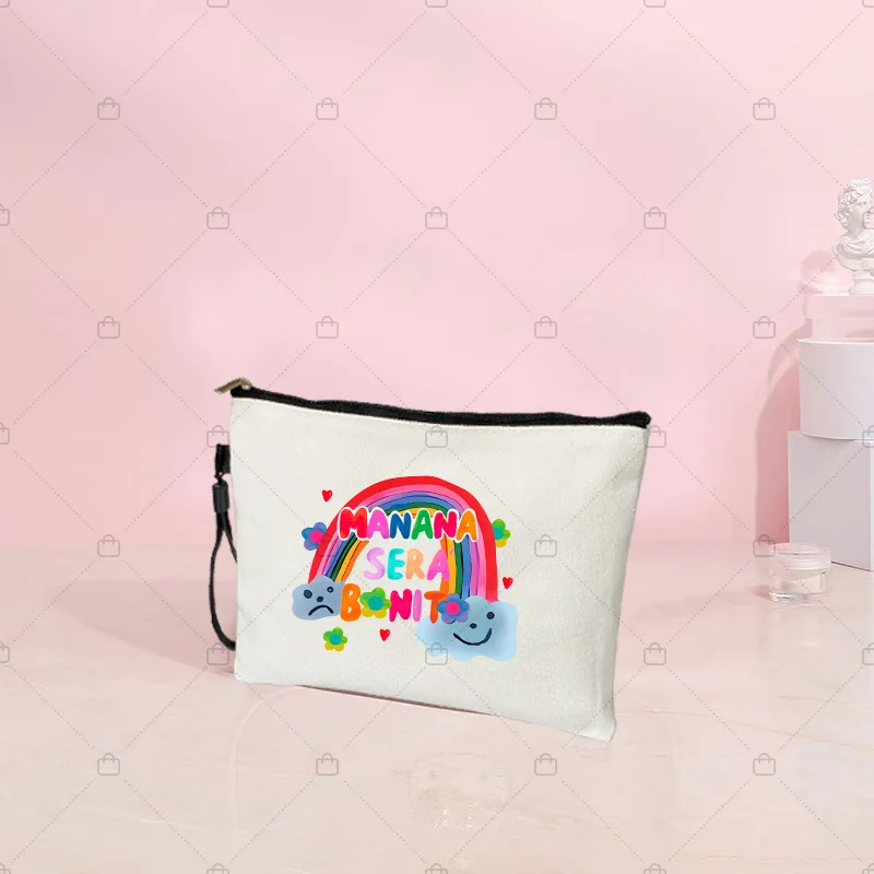 2023 New Manana Sera Bonito Karol G Canvas Travel Cosmetic Bag Cute Mañana Será Bonito Makeup Pouchs Birthday/fans Gifts for Her