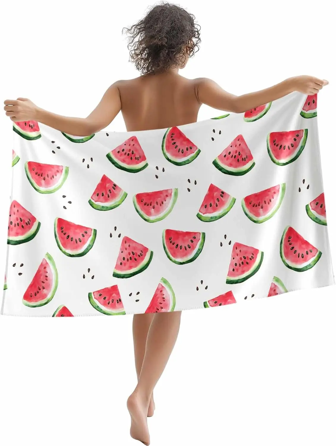 Serviette de plage pastèque, serviette de bain/piscine, serviette de plage douce et absorbante, grande, séchage rapide, légère, idéale pour le camping, les voyages et le yoga._voghion.com