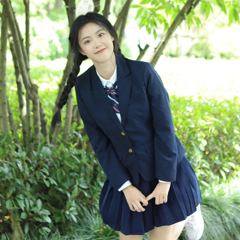 Корейский школьный пиджак с значком, темно-синий костюм Jk, женский пиджак для выпускного, блейзер для японских студентов Seifuku