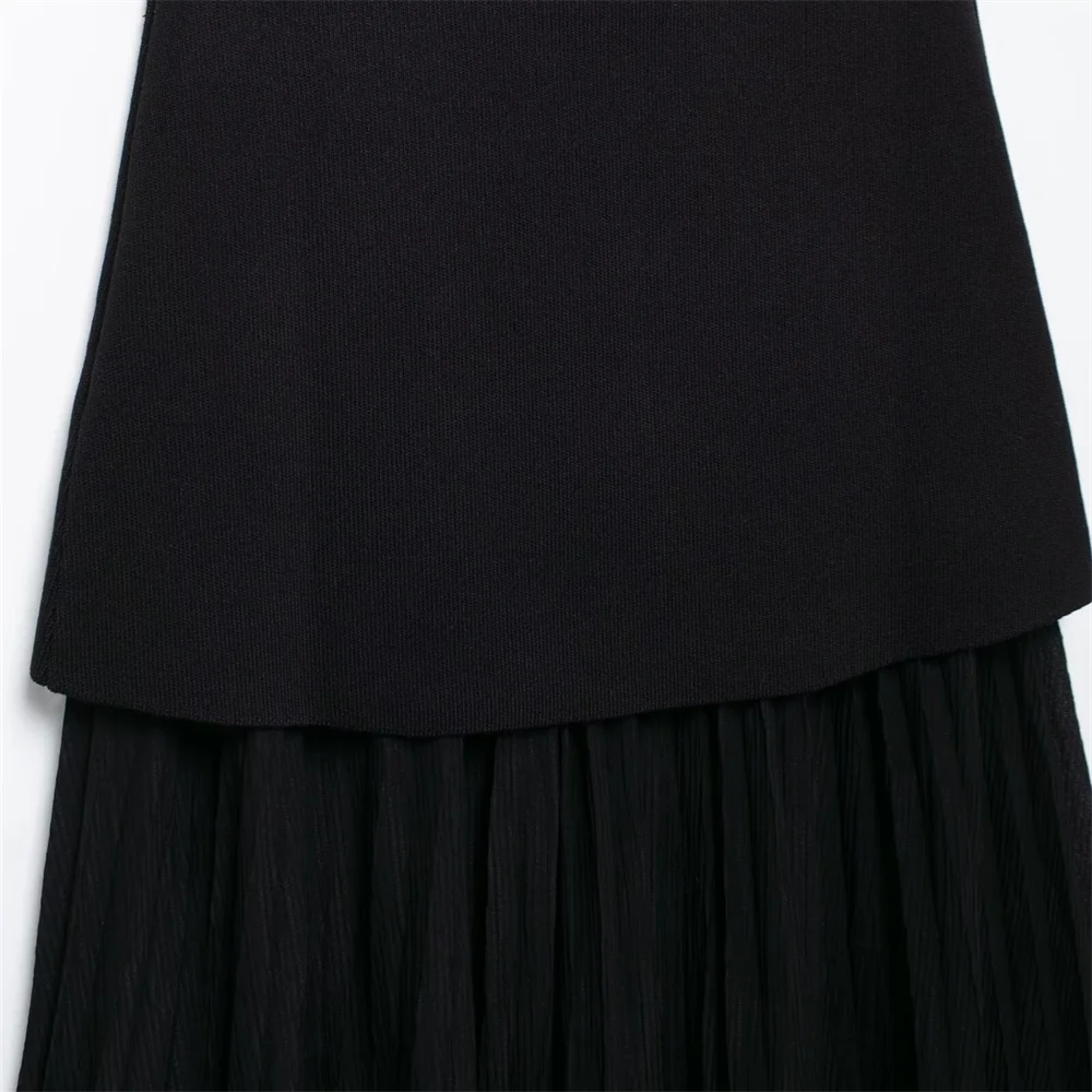 Autumn New Women's Clothing Style Slimming Asymmetric Knitted Coat Small Folded Splicing Skirt Set