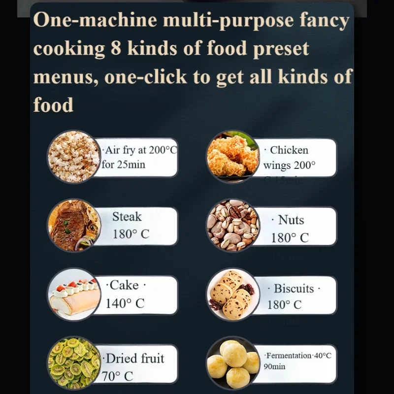 OEM 2021 New Arrival 12L Smart Oven Food Grade Professional Oil Free Air Fryer Black Electric Deep 3
