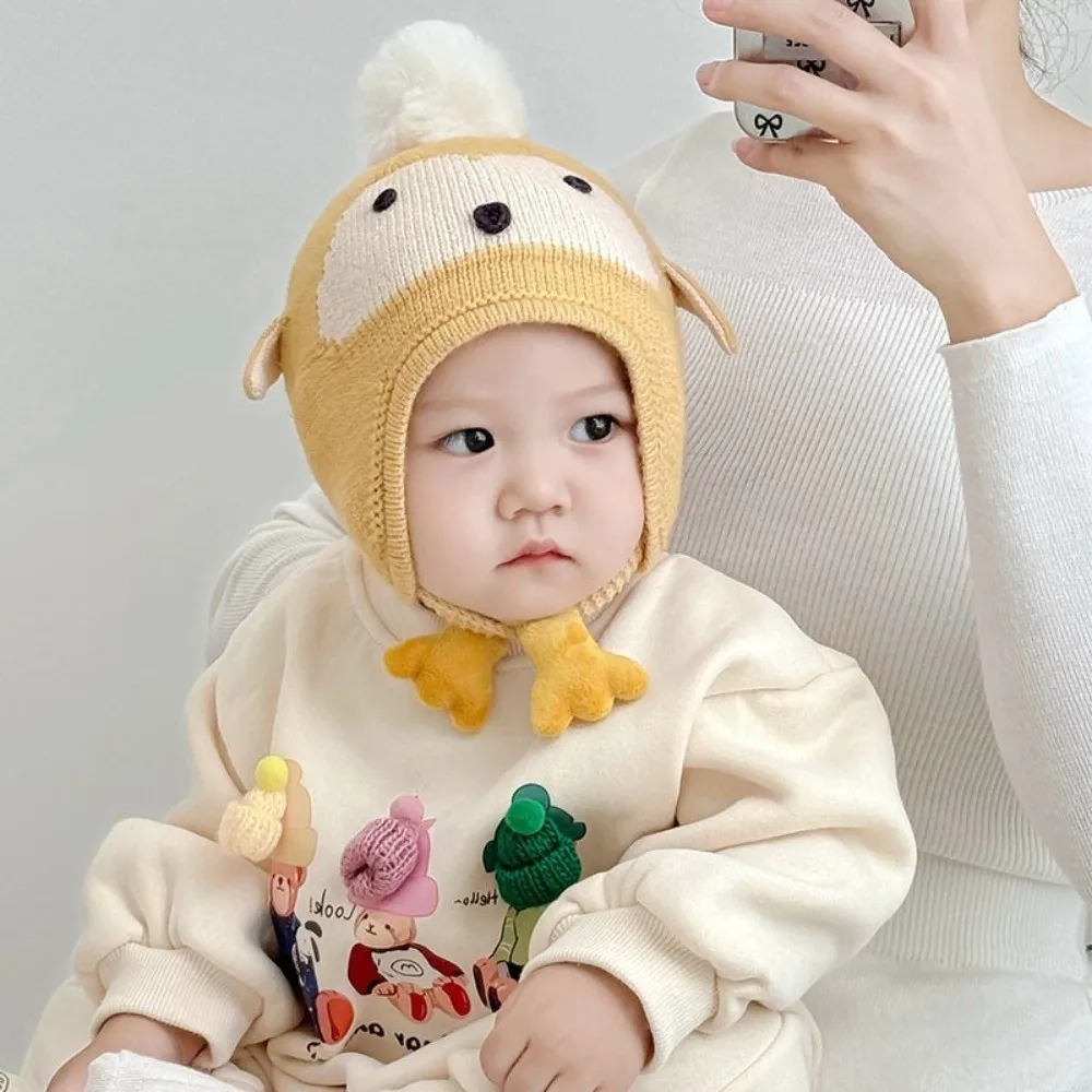 New Pompom Pullover Cap Windproof Warm Beanie Hat Coldproof Infant Knitted Cap Outdoor Sports