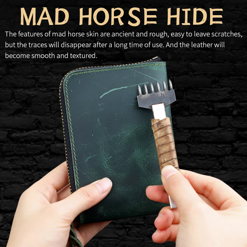 Vintage Genuine Leather Credit ID Card Holder Coin Purse Small Wallet Clutch Zipper Clamp Money Bag Men Women
