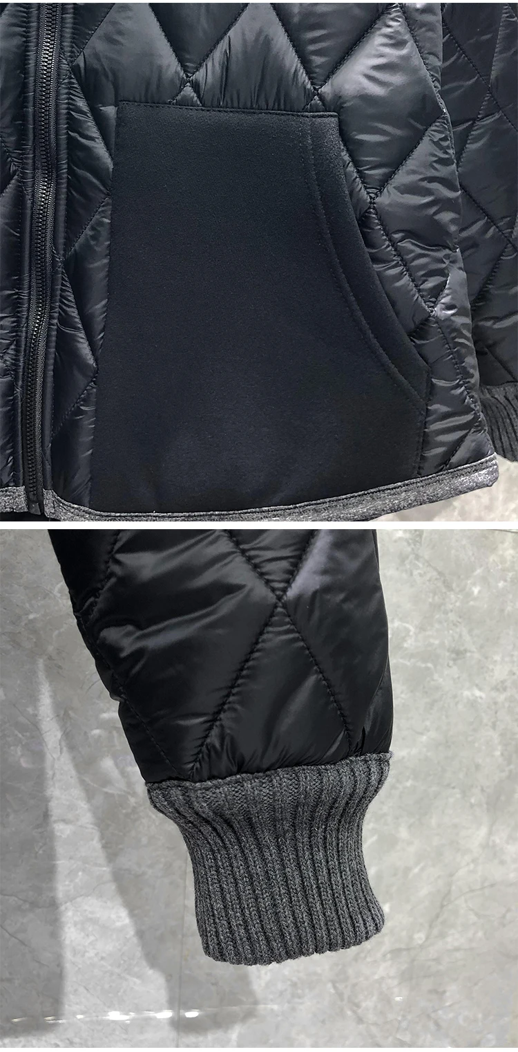 Piumino da uomo TB THOM marchio di moda invernale cappotti con cappuccio design a righe posteriori di alta qualità giacche full-zip calde TB197_voghion.com