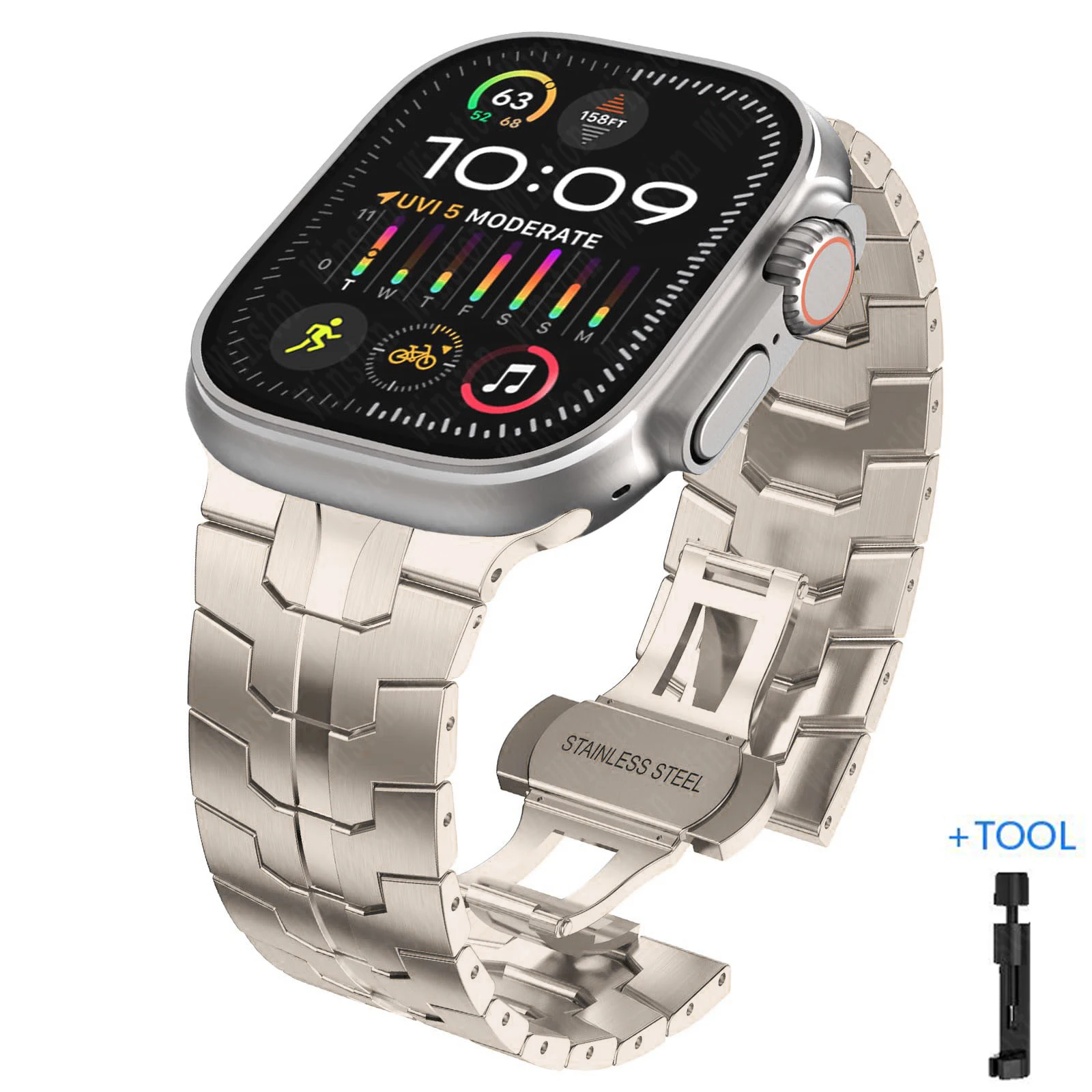 Luxury Titanium Stainless Steel Watch Strap - Premium Metal Bracelet