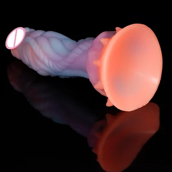 9.05in Soft Dragon Dildo With Suction Cup For Women Masturbate Anus Stimulate Fantasy Cock Animal Penis Adult Luminous Sex Toys 4
