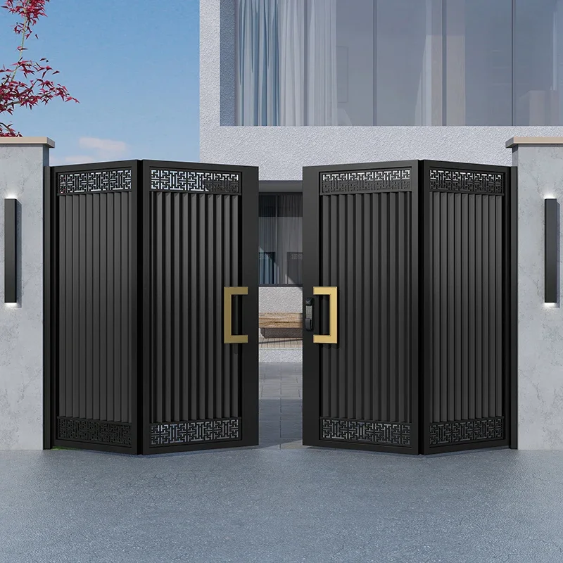 Aluminum alloy door Villa Courtyard gate Electric folding door Garage head Outdoor rural iron gate Walled garden