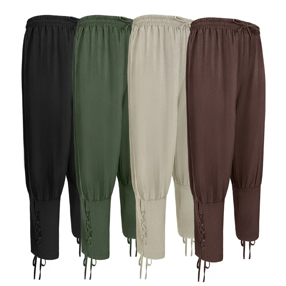 

Medieval Mens Cosplay Pants Viking Pirates Leg Bandage Trousers Male Renaissance Vintage Loose Horseman Pants Halloween Party