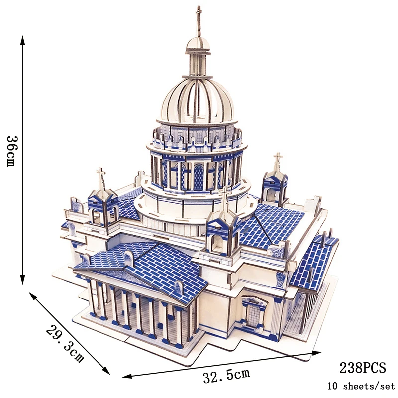 ロシア教会の3D木製パズル,大人と子供向け,クリスマスギフト,DIY