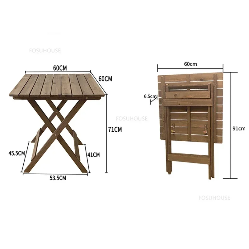 Free Installation Solid Wood Table And Chair Garden Furniture Sets Folding Dining Table And Chairs Portable Outdoor Terrace Set