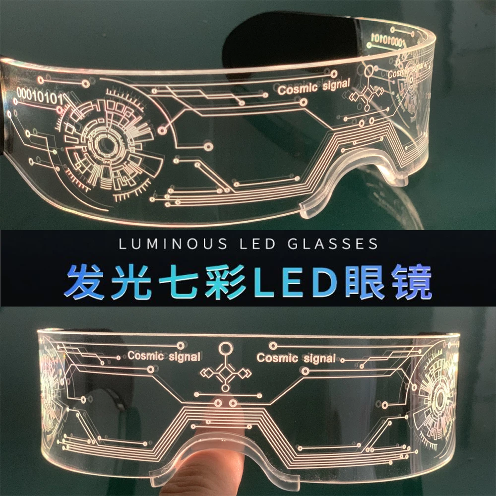 최신 LED 조명 안경 빛나는 안경 기술 미래의 글로우 파티 의상 선글라스 나이트 클럽 DJ 댄스 파티 장식