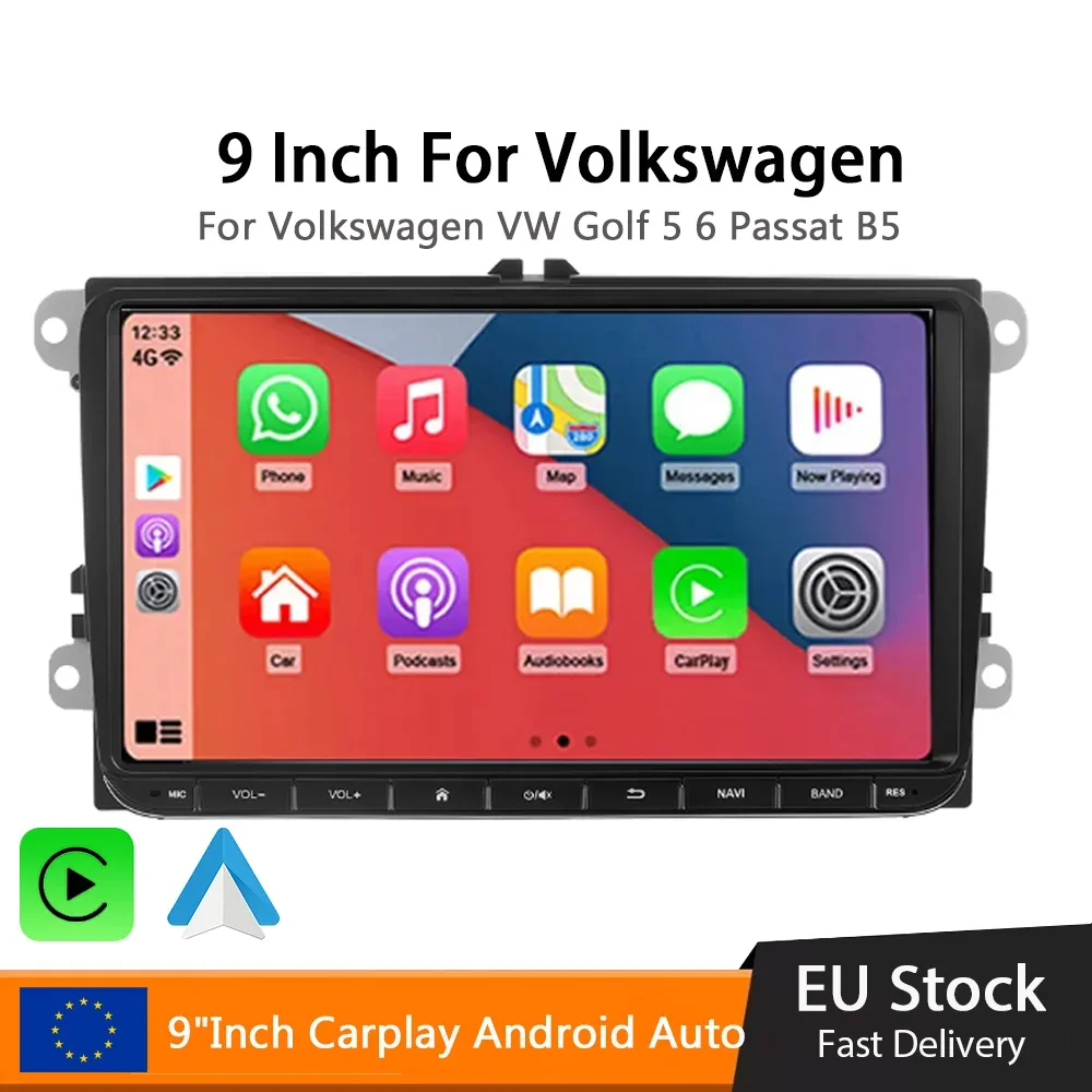 9 "Autoradio Android 10 Per Vw Passat 6 7 Cc Polo Golf 5 6 Touran T5 Wifi Navigazione Gps Bt Wifi Split Screen Head Unit Player
