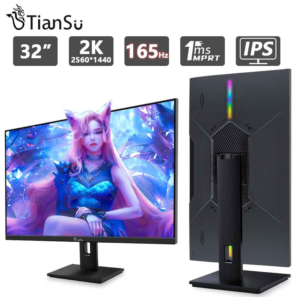 TIANSU-Monitor de 32 pulgadas para videojuegos, pantalla de ordenador de  165Hz, 2K, 144Hz, HDMI, IPS rápido, con soporte giratorio - AliExpress