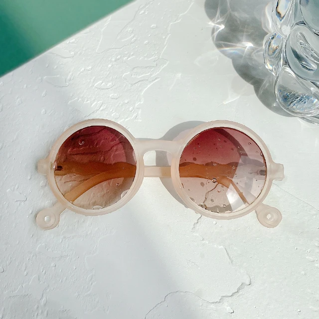 Children Boy Girl Cute Leopard Double Color Cartoon Bear Shape Round Sunglasses Kids Vintage Sunglasses UV400 Protection Classic beige