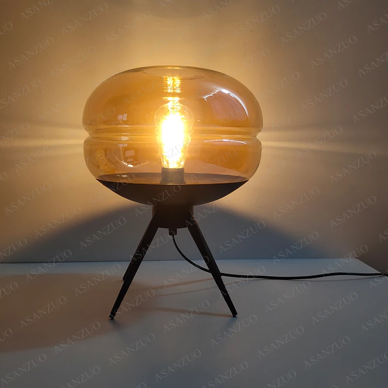 Modern Blue Glass E27 Desk Lamp - Lifestyle