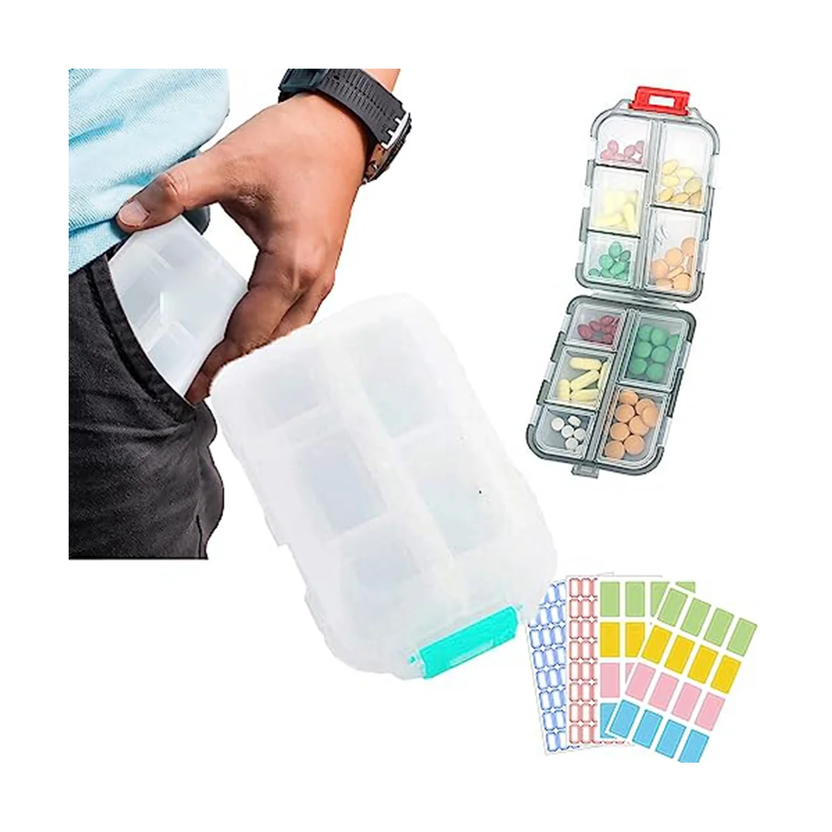 

Средний бумажник с этикетками, органайзер для таблеток, средний бумажник для таблеток, портативный ежедневный бумажник для таблеток, бумажник для лекарств