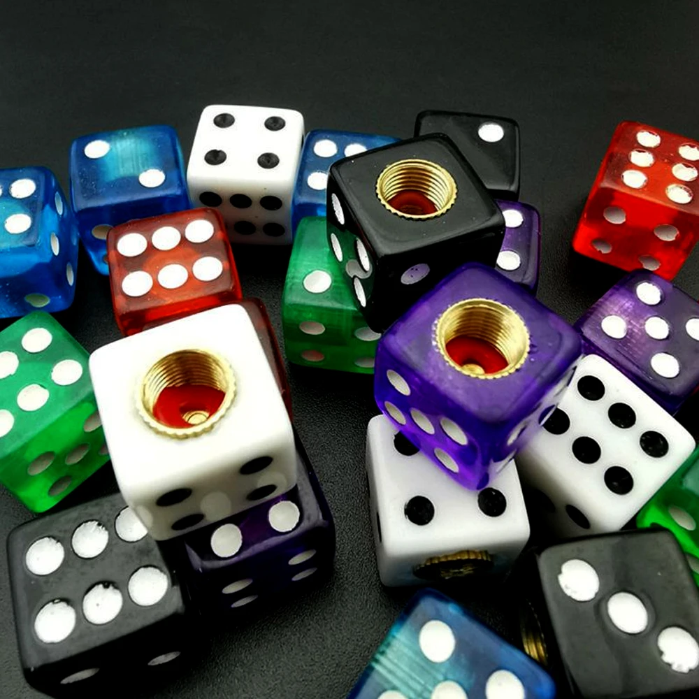 플라스틱 휠 스템 타이어 에어 밸브 방진 캡, 골드 주사위, 자전거, 자동차, 트럭 타이어 밸브, 더스트 캡, 세트당 4 개