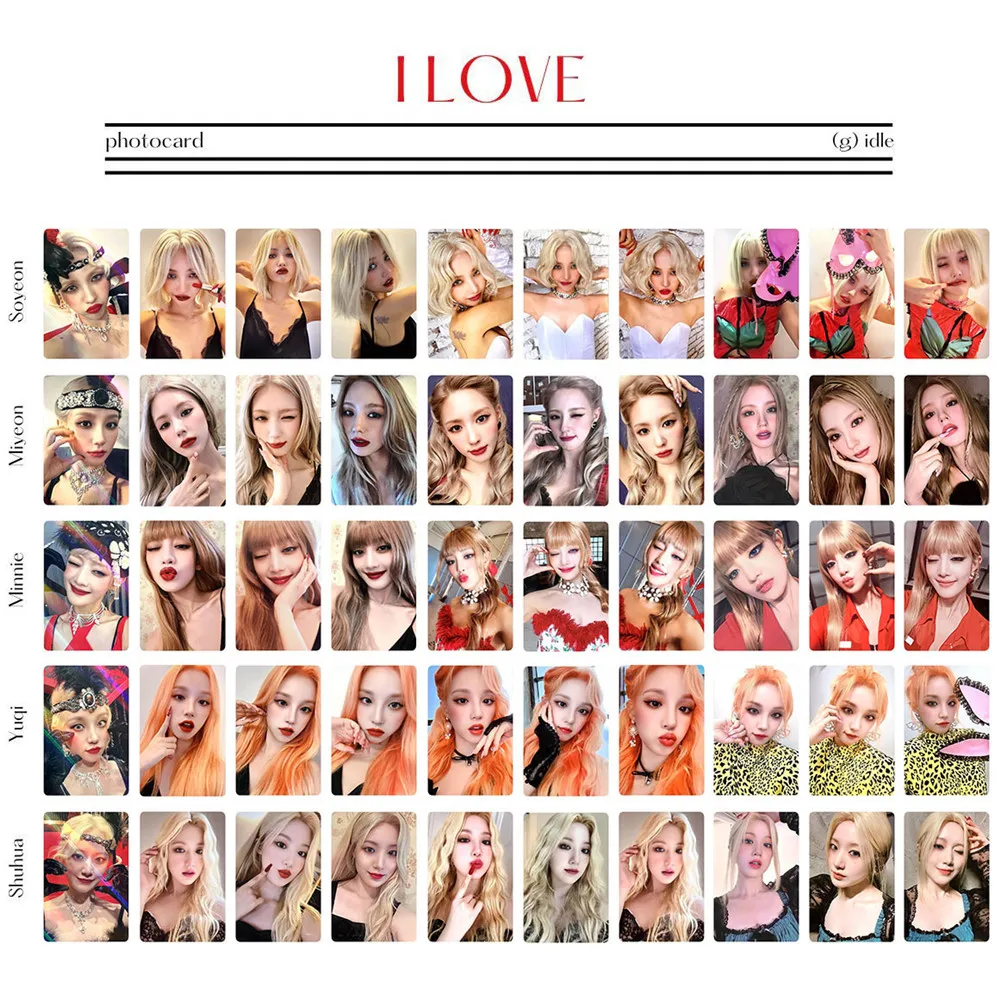 

5pcs/set KPOP g idle New Album I Love Photocard Photocard Double-sided LOMO Card Postcard Mi Yeon Minnie So-yeon YUQI Card