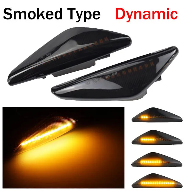 2Pcs Smoked Car Dynamic LED Side Marker Light Turn Signal Light For BMW X3 F25 X5 E70 X6 E71 E72 2008-2014