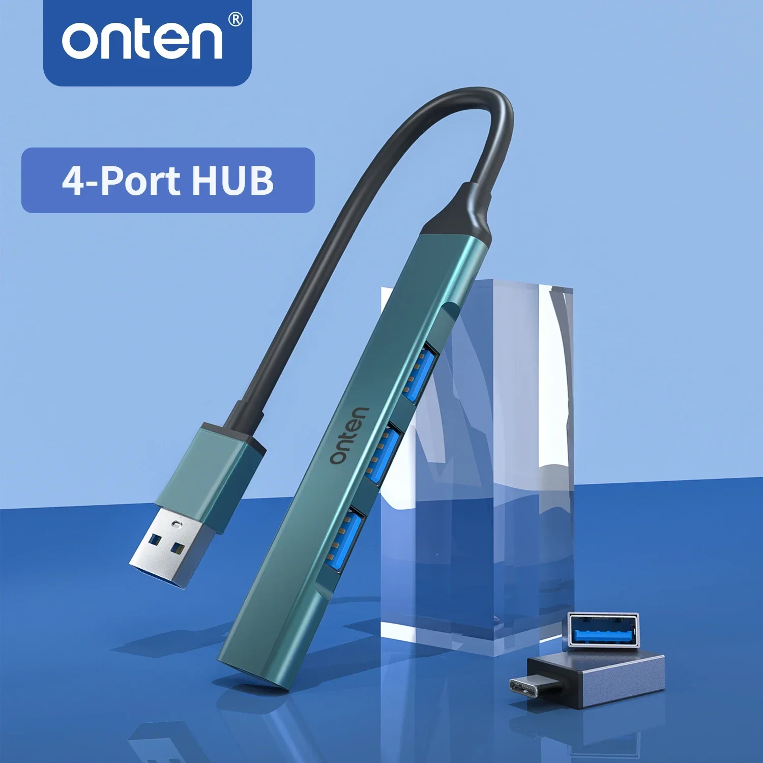 ONTEN Type C HUB 4-in-1 USB to USB 3.0 HUB Splitter Expansion Docking Station Aluminum OTG Adapter Computer Accessories 2