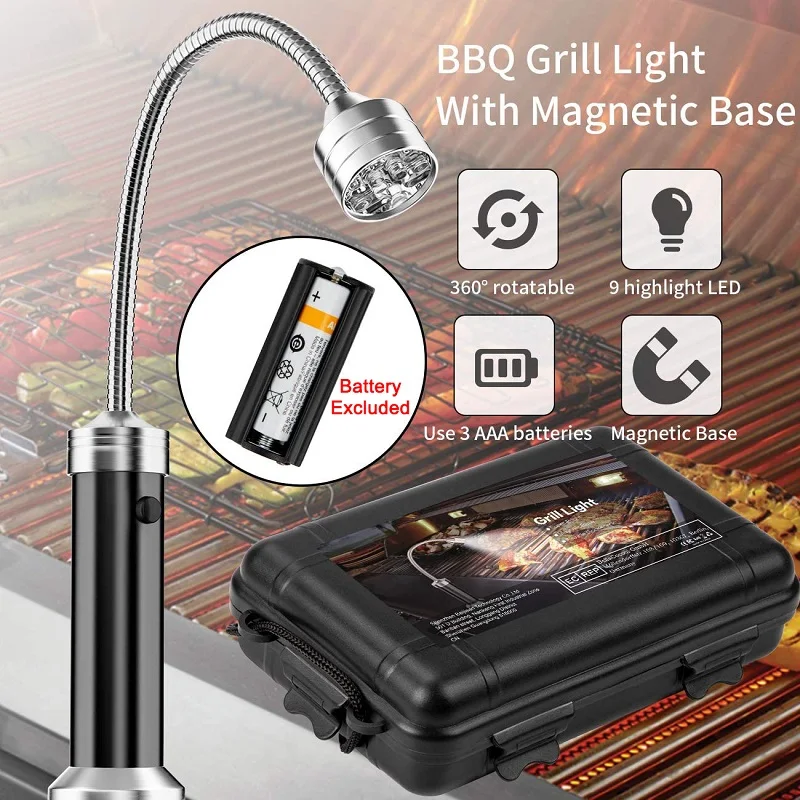 Heat Resistant Barbecue Grill Light Outdoor Super Bright Magnetic Soft Tube Torch Lighting Lamp Outdoor Flexible Flashlight Hose bbq grill lights