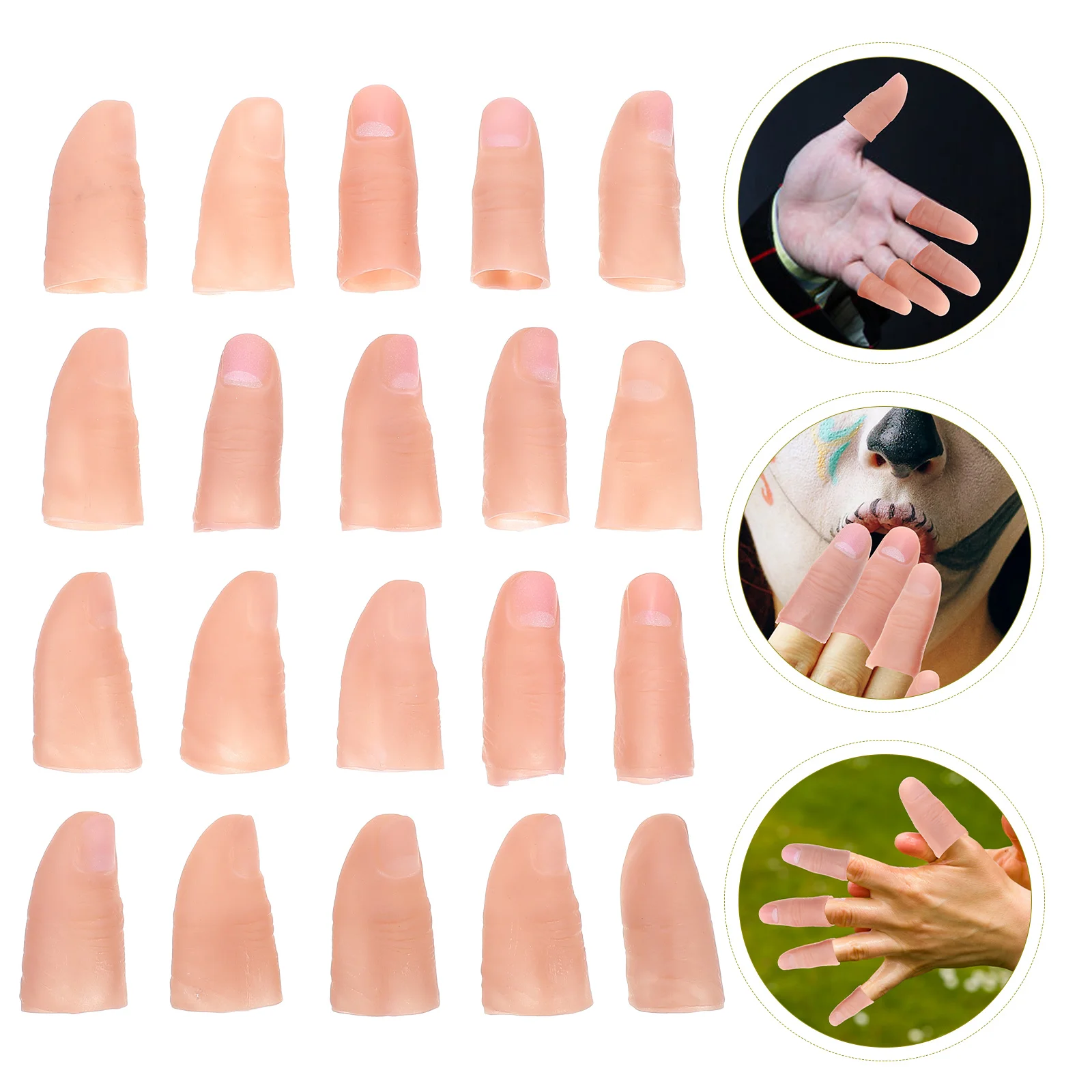 

20 Pcs Conjure Tricks Props Finger Sleeves Simulation of Nail Accessories Work Tools Stage Performance Cot