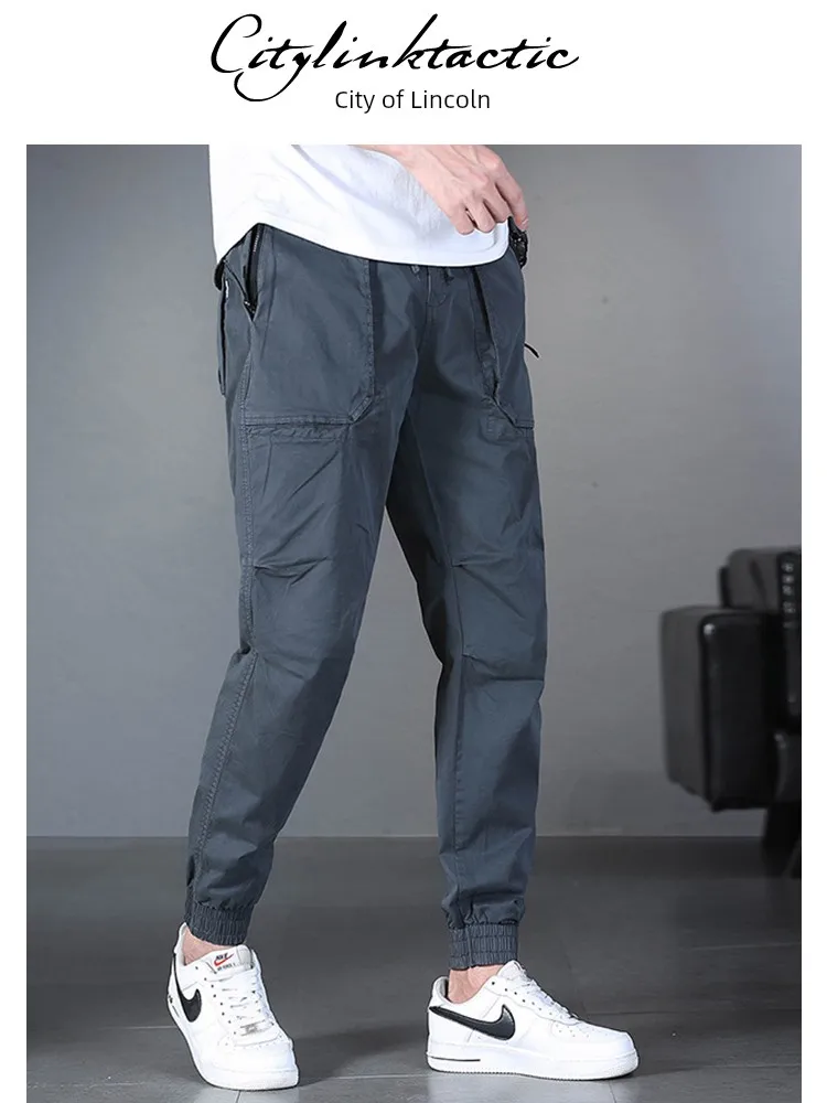 

Trendy Spring And Autumn Casual Cropped Gray WorkWear Pants