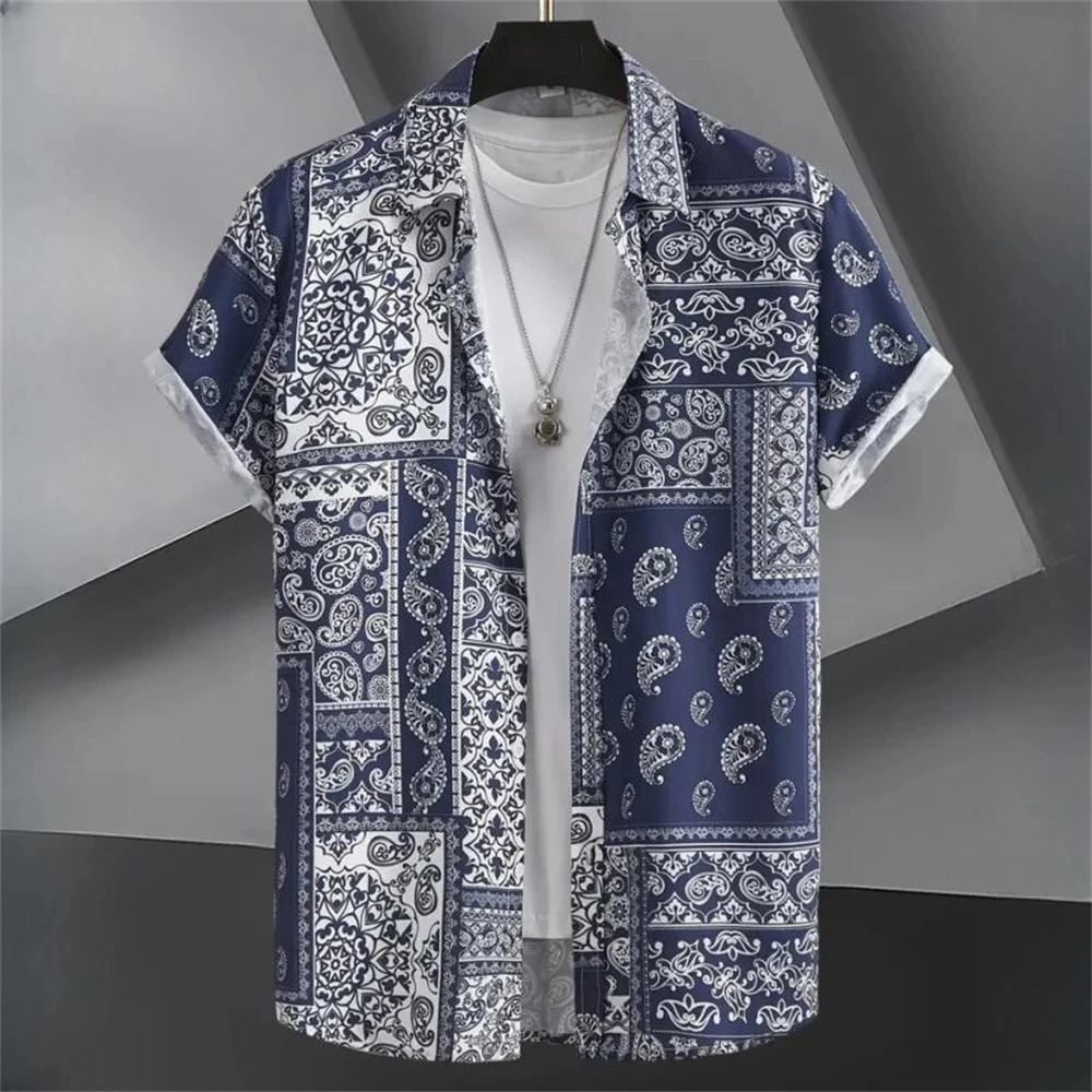 Ethnic Pattern Lapel Men Shirt 3D Print Man/Women Casual Fashion Short Sleeves Shirts Button Streetwear Oversized Unisex Clothes