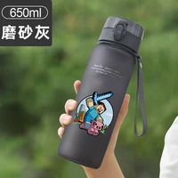 650ML Game Pixel Water Bottle Cartoon Portable Outdoor Sports Water Cup Large Capacity School Plastic Straw Bottle Fitness Jugs 3