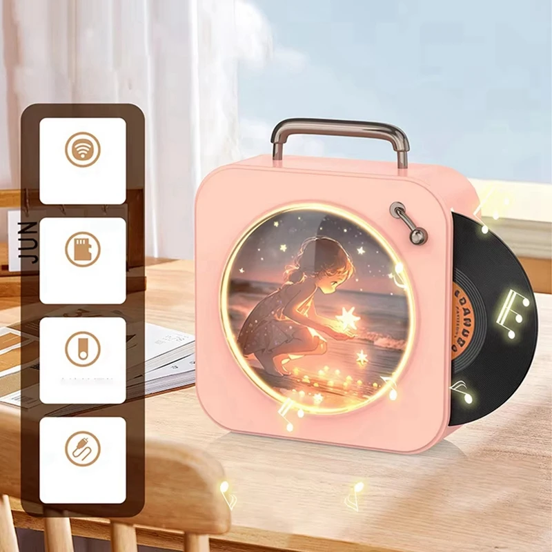 Vintage Bluetooth Player Stereo Sound Stereo Sound Effects Radio Vinyl Record Small Home CD Player