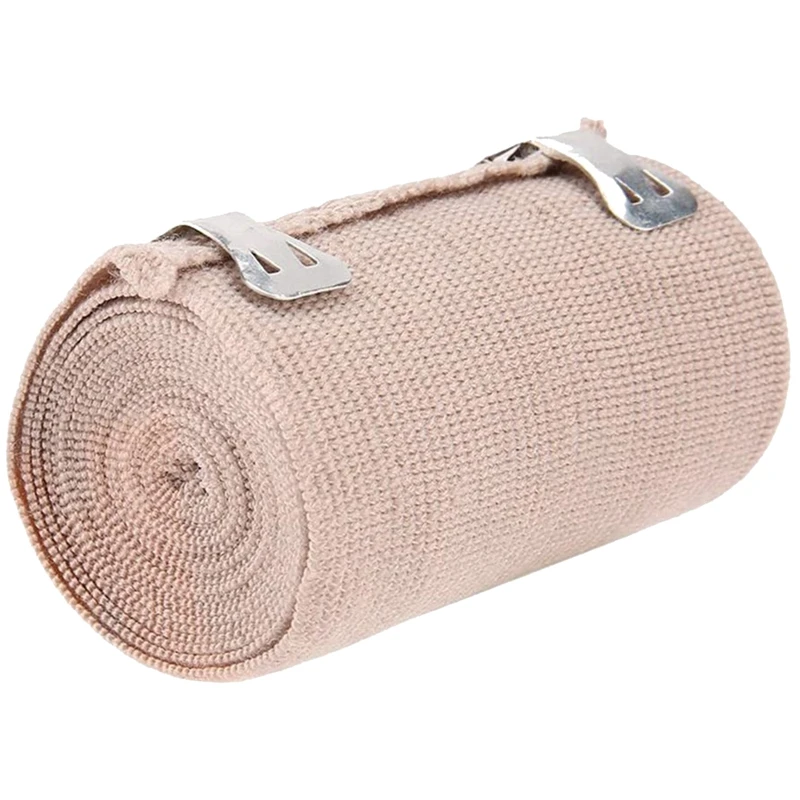 10Pcs Elastic Bandage Wrap Roll 7.5Cmx4.5M Compression Wrap With Additional Metal Clips For Ankle Support First Aid Kits