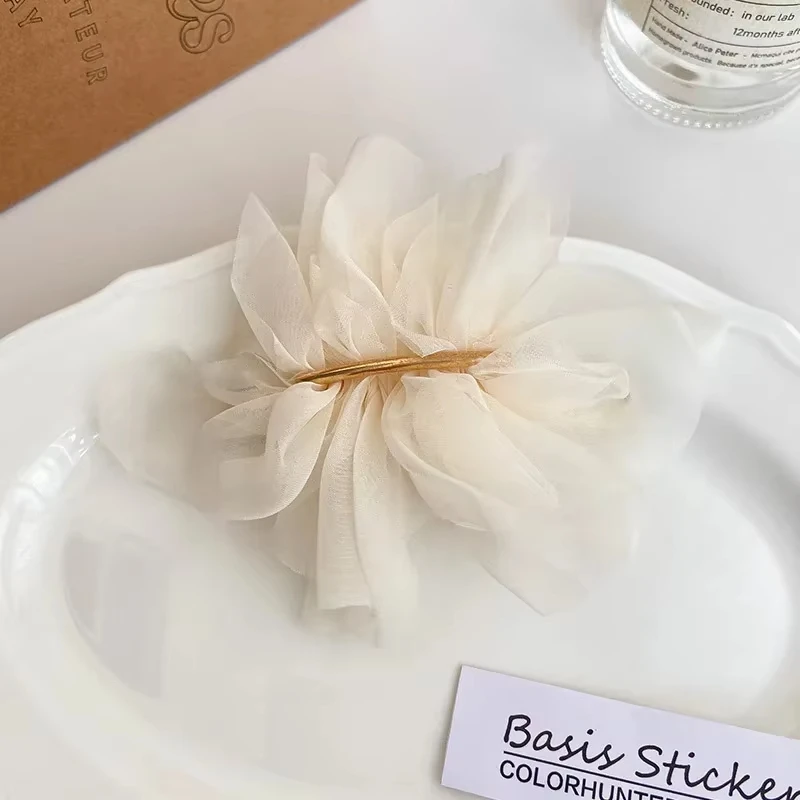 1/2 Stück elegante, minimalistische Chiffon-Blume, große Frühlings-Haarklammern für Frauen, einfarbiges Haar-Accessoire für Pferdeschwanz – Detail 8