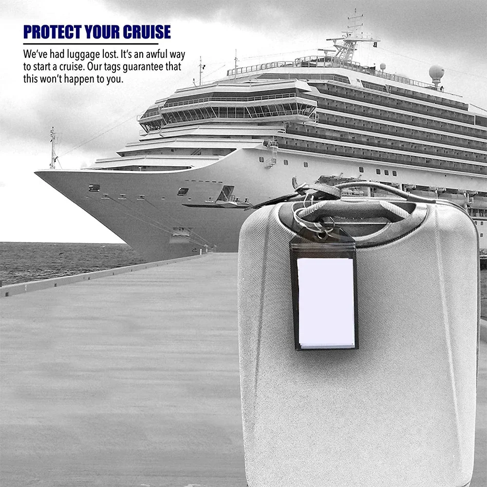 GEEHUA 8 porta etichette per bagagli da crociera, trasparenti, con passanti in acciaio, impermeabili, per carte d'identità, per navi da crociera famose, essenziali