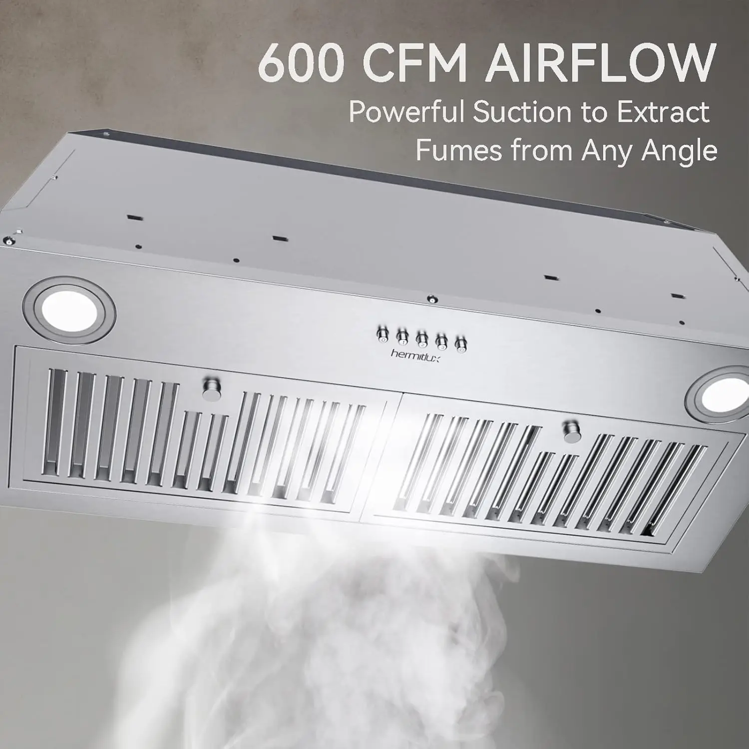 Hermitlux 30 inch Built-in/Insert Range Hood, 600 CFM 3 Speed Vent Hood, Ducted/Ductless Convertible, Charcoal Filters 4