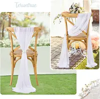 Set of 2 Chiffon Chair Sashes 30x300cm Wedding Chair Decoration for Party Banquet Event Baby Shower Ceremony Aisle Chairs Decors 5