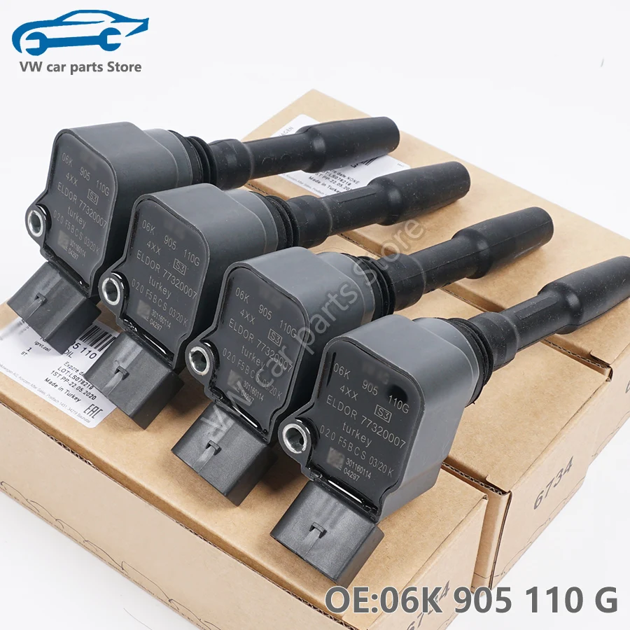 4 PCS Ignition coil for EA888 GEN3 Audi A3 A4 A5 A6 A7 Q5 VW EOS GOLF MK7 New Tiguan Passat B8 1.8T 2.0T 06K905110G 06L905110D