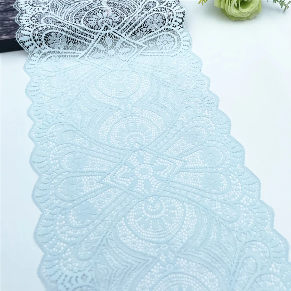 3y/lot Width 22.50cm Sky Blue Elastic Stretch Lace Trim 5