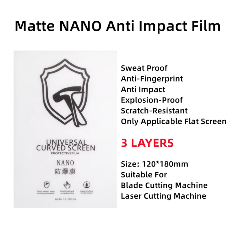 50pcs HD NANO Anti Impact Film Matte/UV Screen Protector Explosion-Proof Membrane For Blade or Laser Cutting Machine PET PMMA