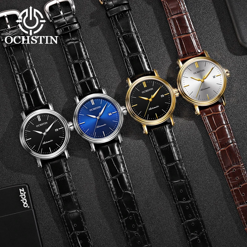 OCHSTIN2024 new creative nylon series business light luxury style men's mechanical watches automatic mechanical movement watches tushi new nylon automatic buckle men belt outdoor tooling jeans solid color canvas waistband high quality tactical belt for men