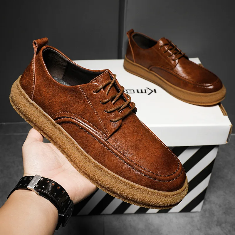 ZFTL Men's Casual shoes Genuine Leather luxury shoes Man Sneakers Gradient British Business Formal Platform Leisure